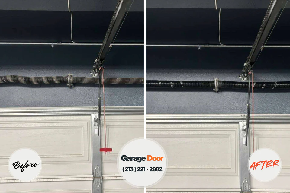 Before and after: garage door repair Horseheads North, NY
